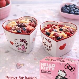 Hello Kitty Heart-Shaped Baking Dishes with Red and Pink Accents